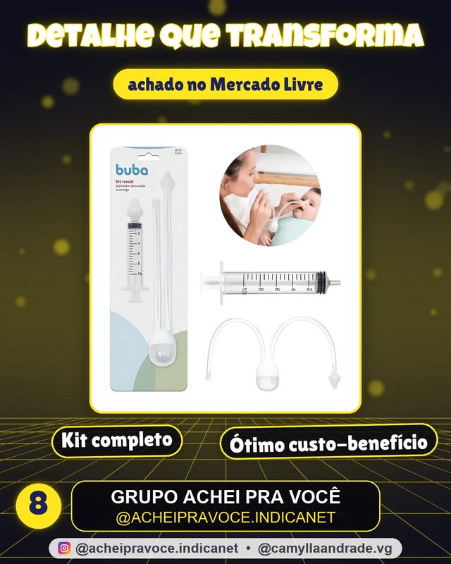 Kit Aspirador Nasal Manual Buba com Seringa e Filtro Sem BPA