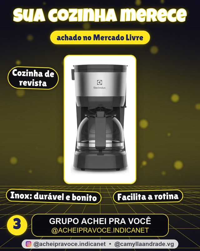 Cafeteira elétrica Electrolux inox filtro permanente removivel corta pingos capacidade 600ml 15 xicaras função manter aquecido sistema ECM10