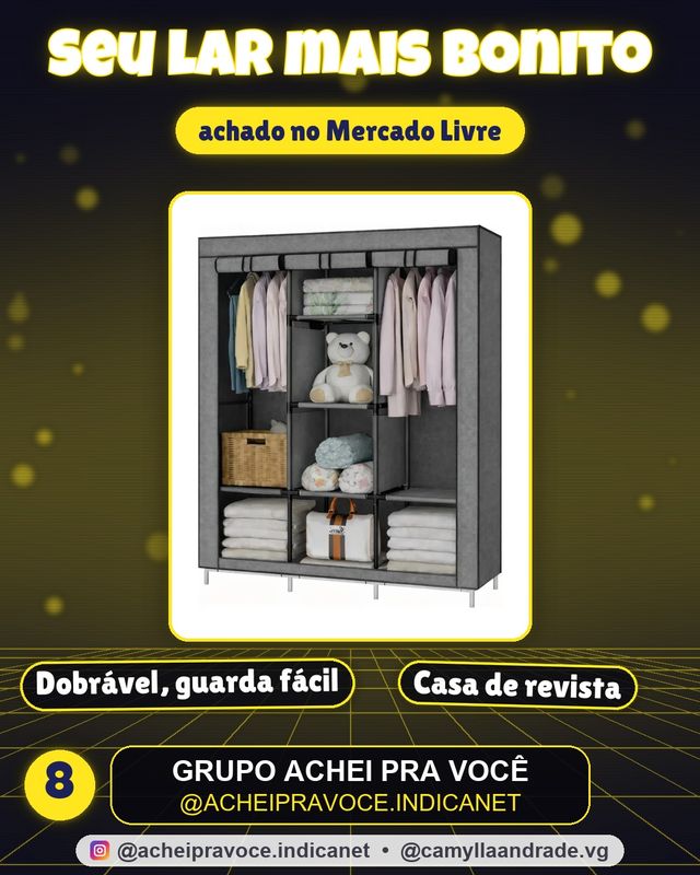 Armário Guarda Roupa Organizador Dobrável Desmontável Cor Cinza