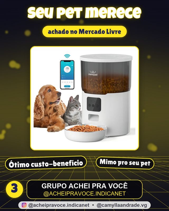 Comedouro Automático New Pet 4L com Gravação de Voz para Cães e Gatos