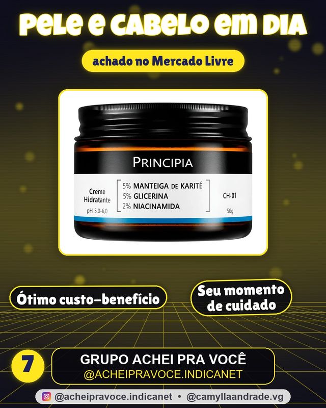 Creme Hidratante Facial Principia Ch-01 Karité Glicerina 50g Todo Tipo De Pele Dia/noite