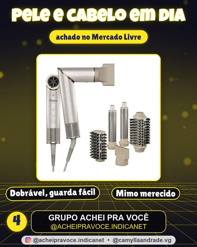 Secador De Cabelos Philco psc3500 4 Em 1 dobrável motor bldc Prateado