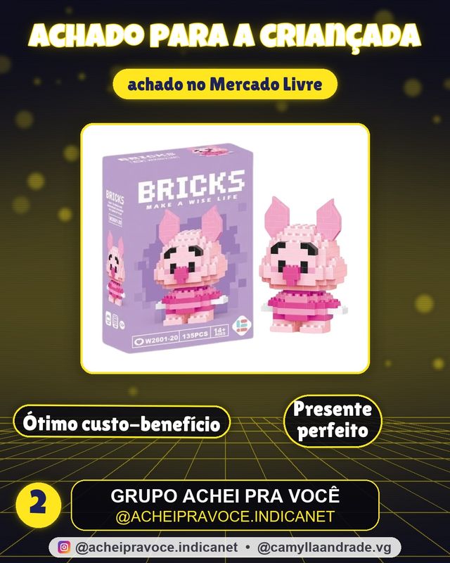 Brinquedo Bloco De Montar Personagens Desenho Animado Quantidade De Peças 135 Versão Do Personagem Leitão