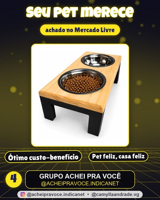 Comedouro Alto Duplo Para Cachorros E Gatos - Tamanho P