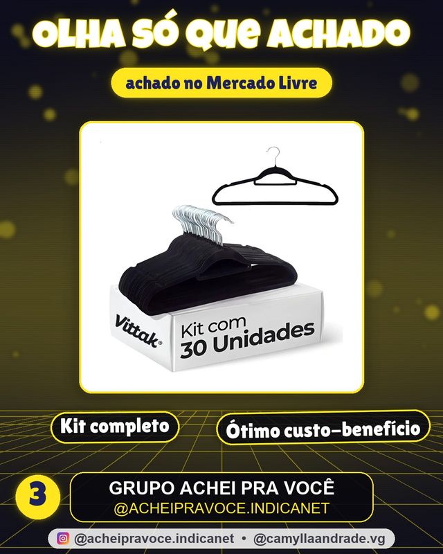 Vittak Kit 30 Cabides Veludo De Roupa Antideslizante Slim Adulto Cor Preto