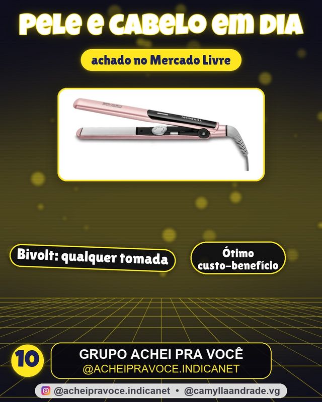 Prancha Alisadora Mondial Golden Rose/Preto Bivolt P-20
