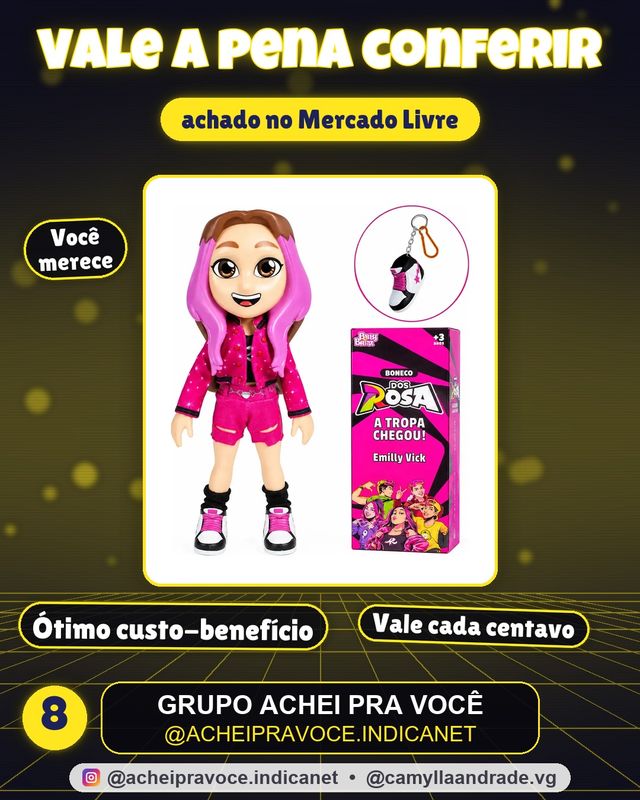 Baby Brink Boneca Emilly Vick Dos Rosa Com Chaveiro