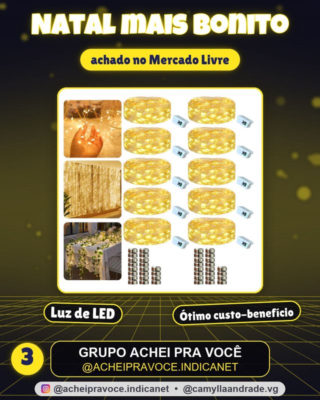 Kit 10 Fio Fada Cordão Luz Decoração Artezenato Luzes De Fada Led Pisca 2m 20 Leds Iluminação Pilhas Para Garrafas Árvore De Natal Casamento