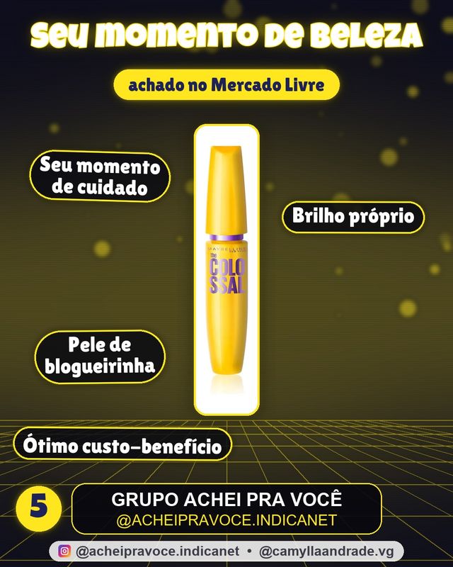 Máscara de Cílios Lavável, Longa Duração, 9x Mais Volume e Definição, Não Empelota, Cor Preto, The Colossal Volum' Express Maybelline NY, 8ml