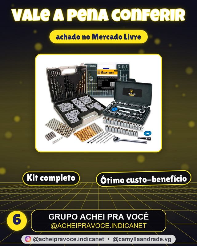 Jogo De Brocas Buchas E Bits Com 300 Peças Multiuso E Maleta + Kit Chave Catraca Soquetes Com 40 Peças The Black Tools