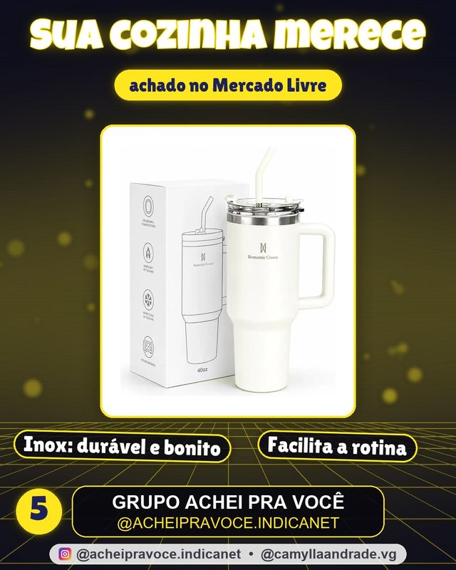 Copo Térmico Gigante 1,2l Inox Com Tampa E Inox Canudo Cor Branco Cor Pura / Material Fosco