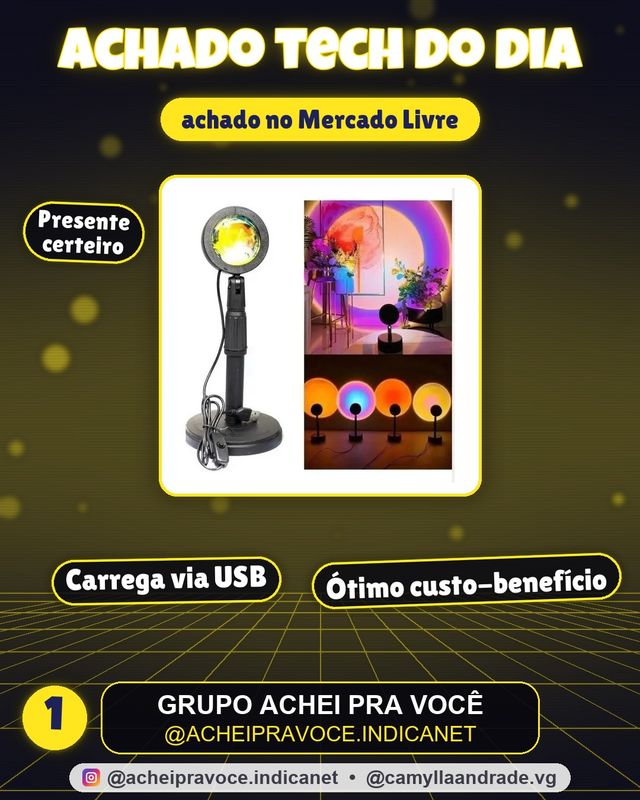 Luminária Sunset Cabo Usb Projetor Luz Por Do Sol