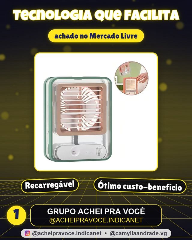 Mini Ventilador Recarregável Com Umidificador 10w Usb 600ml