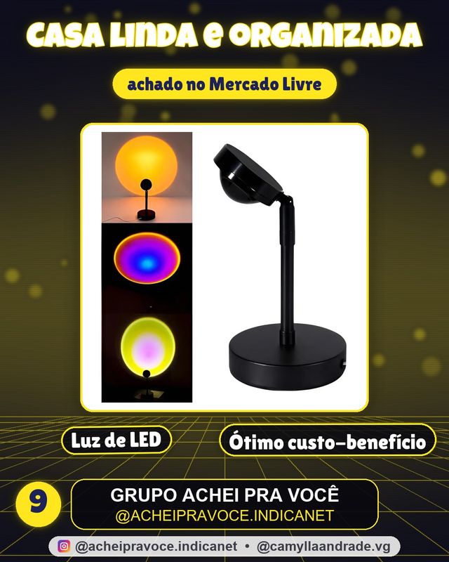 Luminária Noturna Lâmpada Projeção Sunset Led Efeito Por Sol
