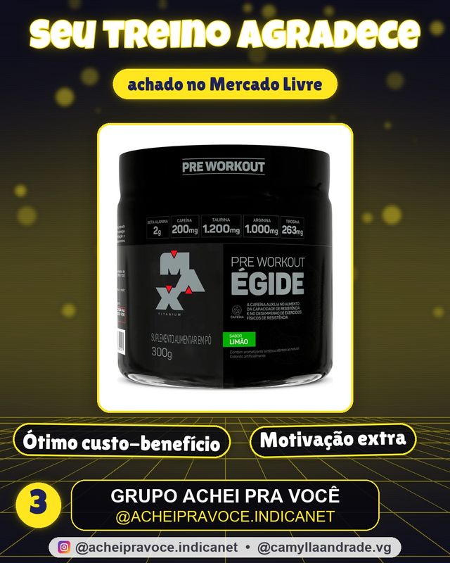 Pre treino Égide 300g Sabor Limão Suplemento em Pó Pré Treino Max Titanium