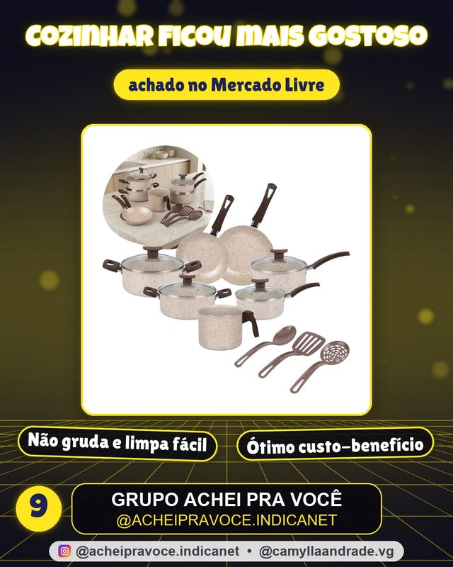 Jogo De Panelas Antiaderentes 10 Peças Baunilha Nacional