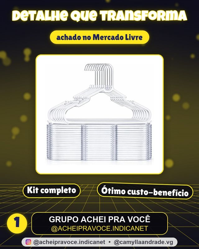 Kit 20 Cabides De Acrilico Transparente Adulto Organizador Acrílico