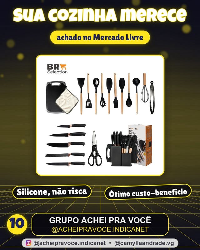 20 Kit Utensílios de Cozinha em Silicone Com Cabo de Madeira Utensilios Cozinha Multifuncional Utensilios Silicone Preto