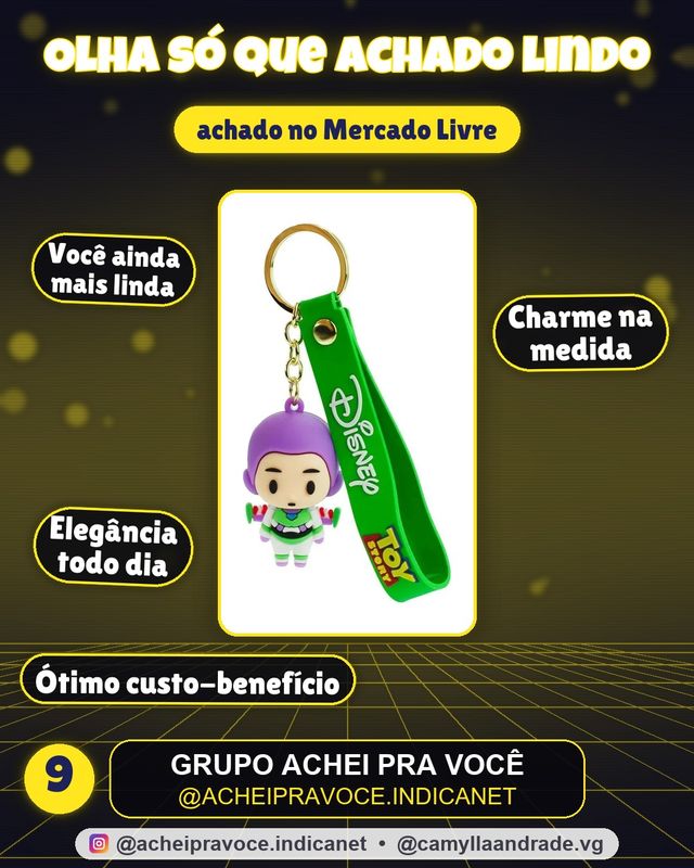 Chaveiro Bolsa Buzz Lightyear Toy Story Disney 6cm Maleável