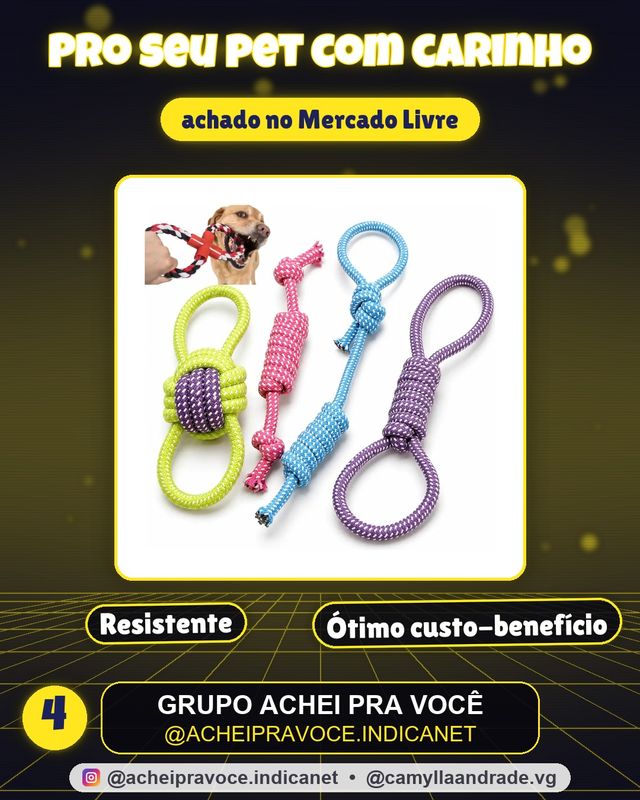 Kit 4 Brinquedo Pet Corda Resistente Interativo Cachorro Forte