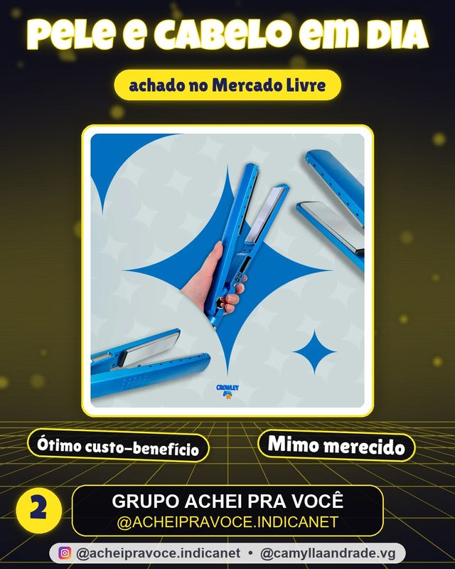 Chapinha Prancha Profissional Titanium Para Cabelo Modela E Alisa - Crowley Azul