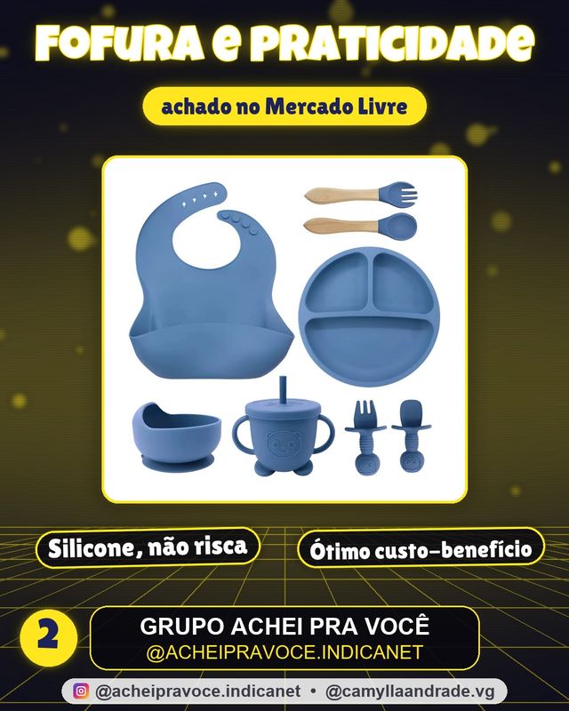 Kit Introdução Alimentar Bebe Em Silicone Infantil Azul-escuro
