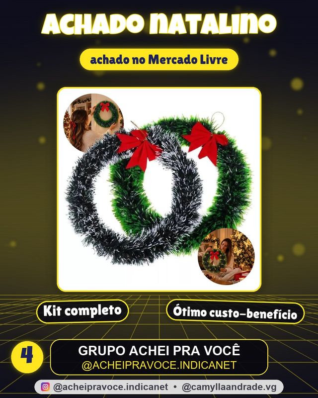 Kit 2 Guirlanda De Natal 30cm Com Laço Decoração Natalina Porta Enfeite Natal Verde Luxo Artezenato