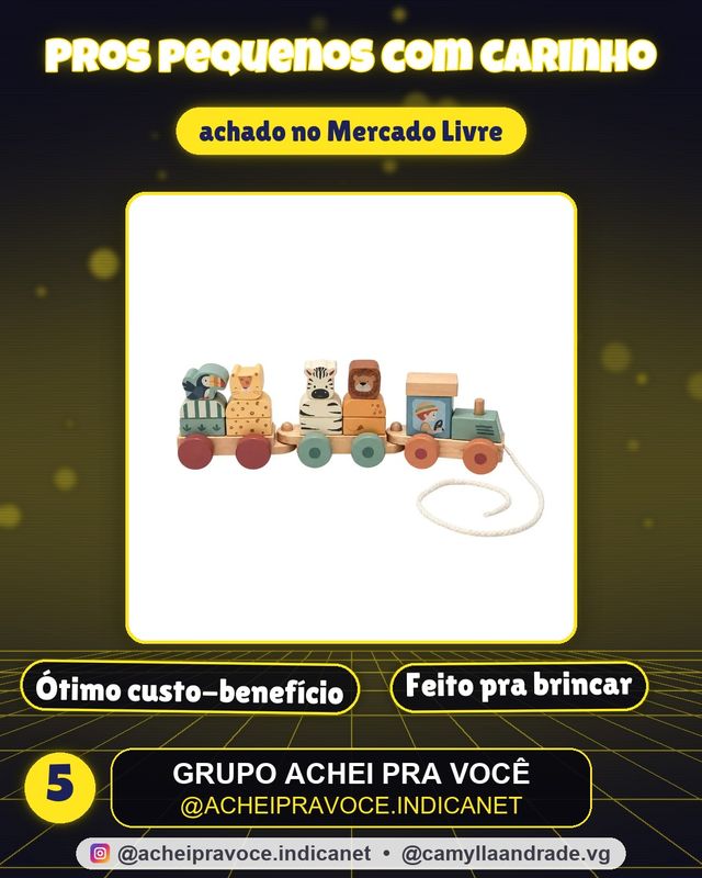 Brinquedo Montessori Bebê Madeira Trem Educativo Didático Blocos Empilhar e Puxar Wooden Maxi Baby