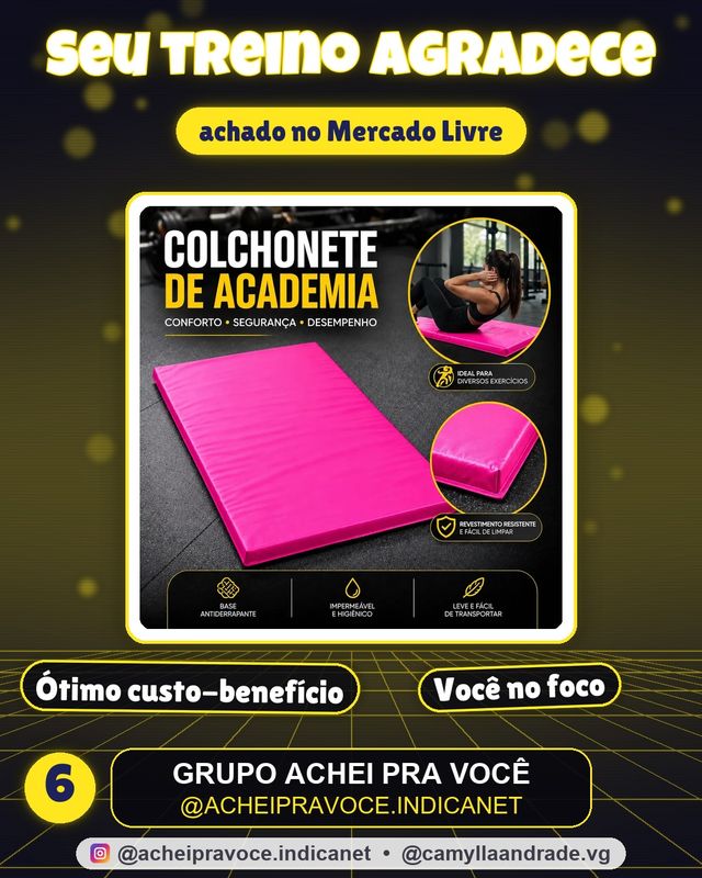 Colchonete Profissional Rosa Academia Exercicios tapete yoga funcional pilates treinar em casa da Bpf equipamentos e acessórios