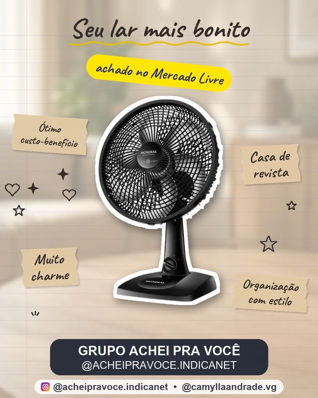 Ventilador de Mesa 30cm Super Power Mondial 60W VSP-30-B
