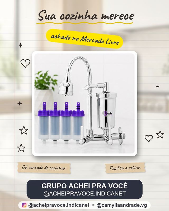 Torneira Com Filtro Cozinha Para Parede Flexível Móvel Em Abs Filtro Purificador De Agua Com Refil Instalado Bica Gourmet 2 Modos de Jatos Chuveirinho Registro 1/4 de Volta Luxo
