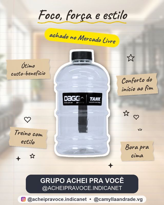 Garrafa Galão De Água Dagg Tank 2l Squeze Academia De Treino Cor Crystal