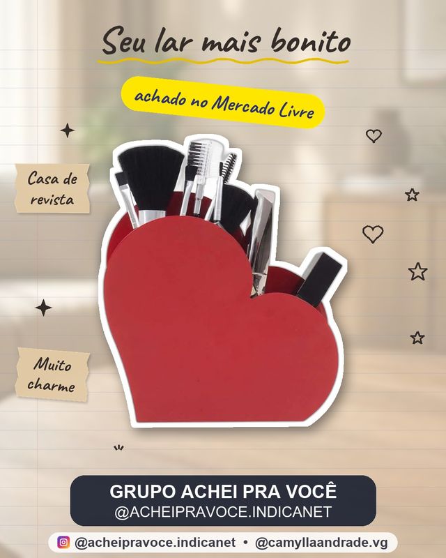 Organizador Porta Treco Coração Amor Vermelho
