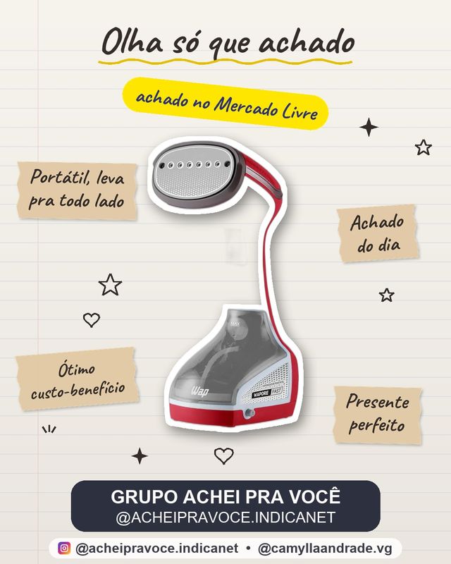 Vaporizador Portátil de Roupas e Tecidos WAP WAPORE FAST 1250 com Vapor Quente