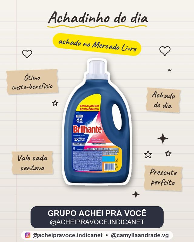 Lava Roupas Líquido Brilhante Limpeza Total 5 L Tira Manchas