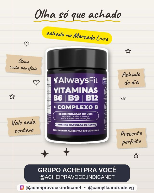 Complexo B Alwaysfit | Metilfolato + Metilcobalamina + Vitaminas Do Complexo B | 60 Cápsulas