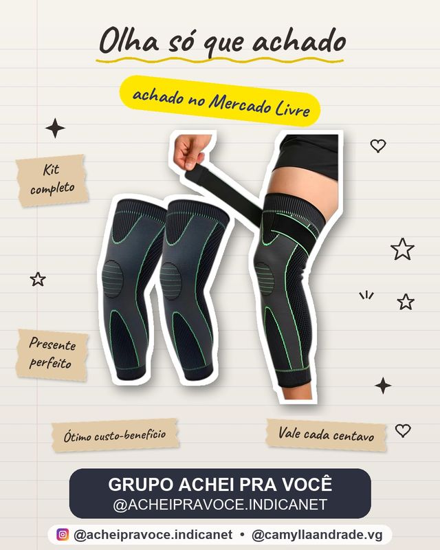 Kit 2 Joelheira Meia Compressão Joelho 3/4 Circulação Tensor Tamanho P