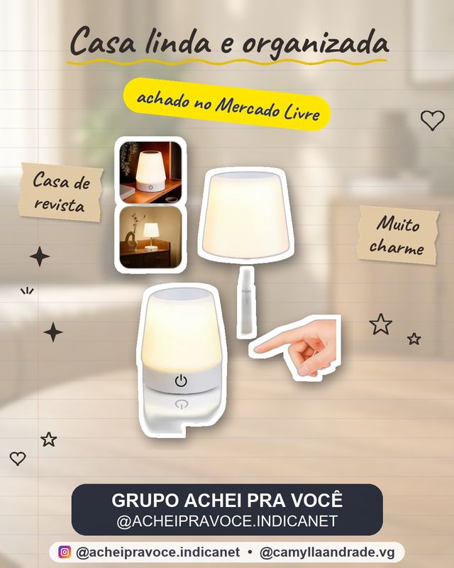 Abajur De Mesa Touch Luminária Led Recarregável Luz Aconchegante Para Quarto Sala Decoração Leitura Estudo Escritório Sem Fio Cúpula Altura Ajustável Lâmpada Amarela Cabeceira Moderna Bivolt Art Light