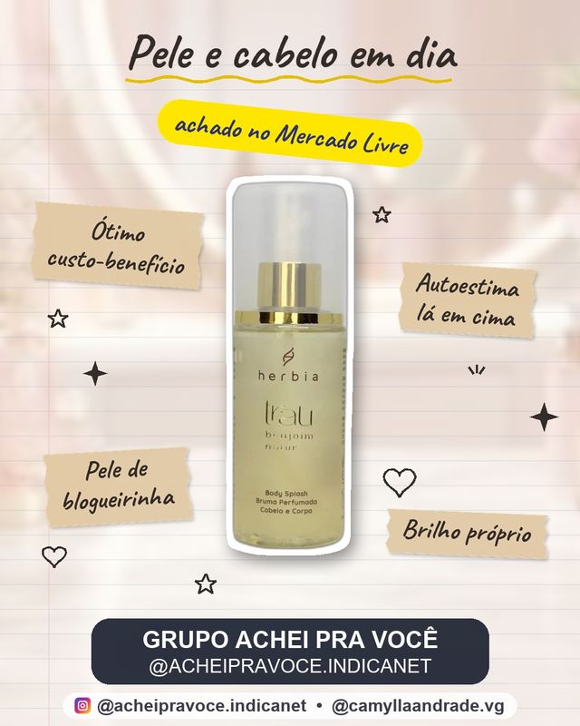 Body Splash Bruma Perfumada Cabelo E Corpo Trau 150ml