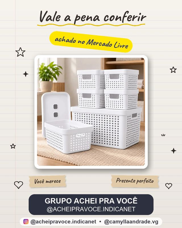 Kit 6 Caixas Organizadoras Com Tampa Invisivel 2l 4,5l 17l Cor Branco