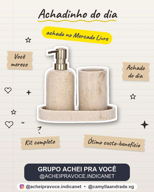Kit Banheiro Lavabo Fosco Em Poliresina e Plástico Luxo Kit Banheiro Lavabo Bege