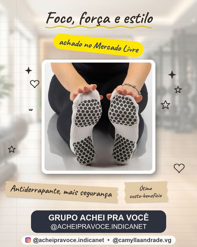 Meia Antiderrapante para Pilates e Hidro Branco (38 ao 43)