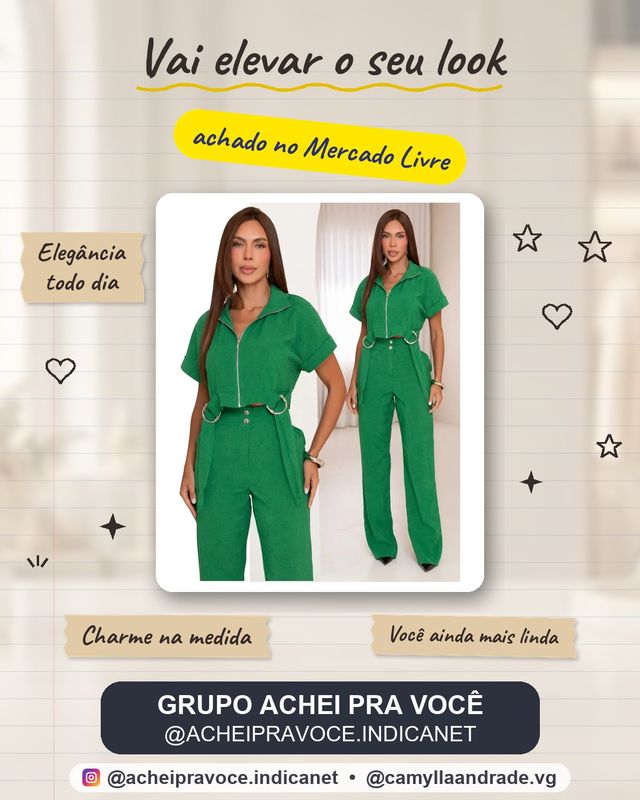 Conjunto Feminino Alfaiataria Longo Cropped Calça Casual Verde