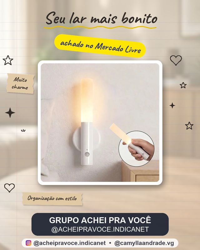 Luminaria Cabeceira Led Sensor Presença Sem Fio Recarregavel
