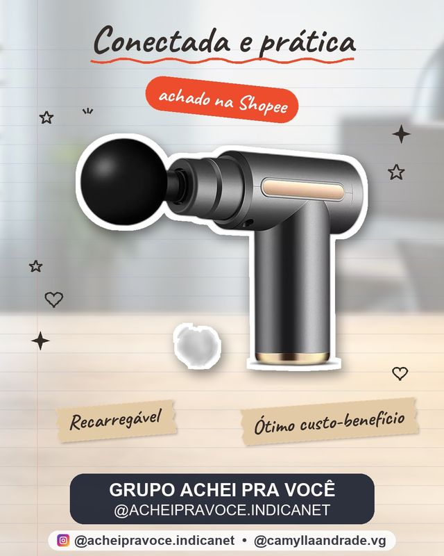 Pistola de Massagem Muscular Portátil Elétrica Profissional Recarregável USB com Múltiplas Ponteiras para Relaxamento