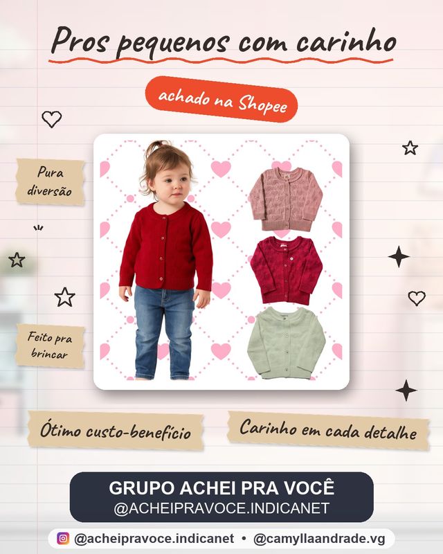 Casaquinho Tricot Lãnzinha Corações Bebê ao Infantil