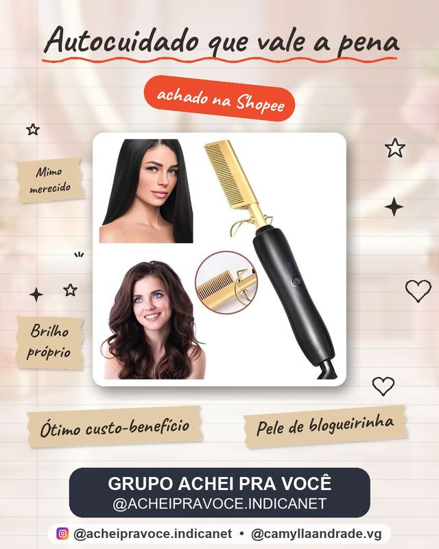 Pente Elétrico Alisador Cabelo Aquecimento Milti-fucional Prancha Alisadora