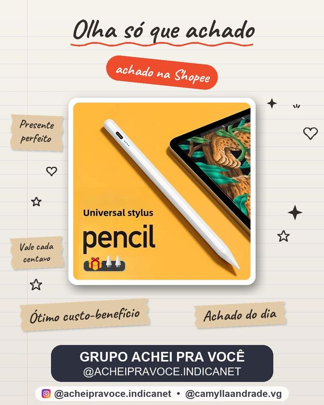Caneta Touch Screen Ponta Fina Desenho iPad iPhone Android Alta Precisão Universal Design Grafico
