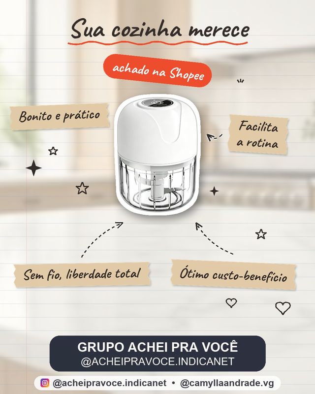 Mini Processador Triturador Sem Fio Elétrico 250ML De Alimentos Para Legumes Alho Gengibre