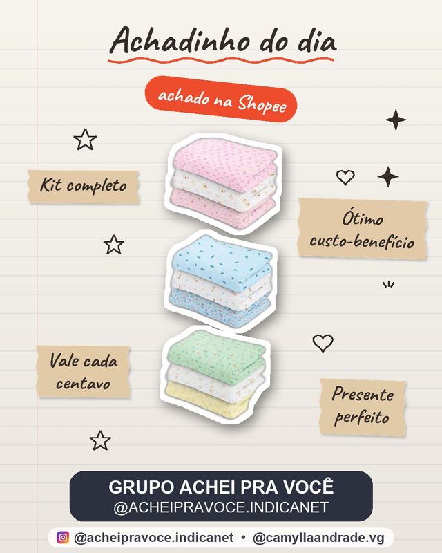 Kit Enxoval Cueiro e Paninho de boca ( 9 PEÇAS )